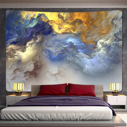Boho red & gold cloud home tapestry bedroom wall decor