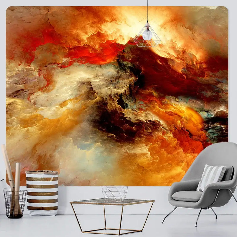 Boho red & gold cloud home tapestry bedroom wall decor