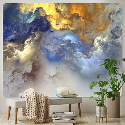 Boho red & gold cloud home tapestry bedroom wall decor