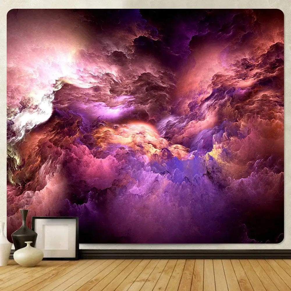 Boho red & gold cloud home tapestry bedroom wall decor
