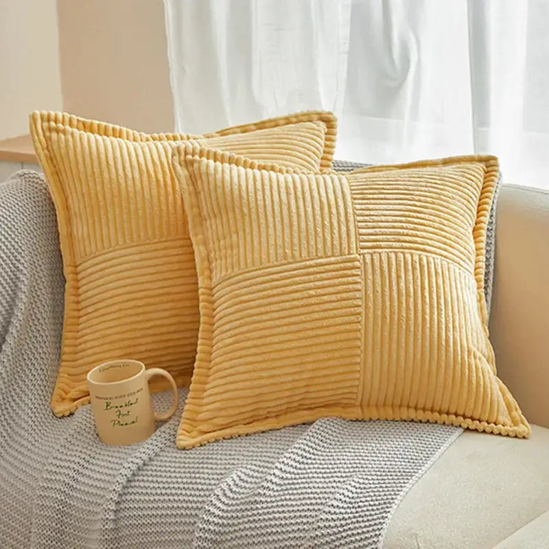 Boho striped emerald green corduroy pillow covers living room decor