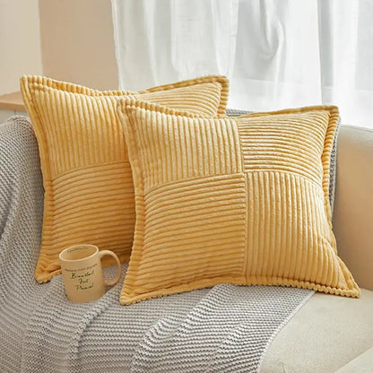 Boho striped emerald green corduroy pillow covers living room decor