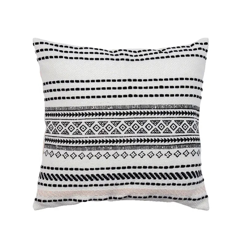Boho style cotton embroidered pillow cover cream & mustard living room