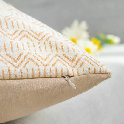 Boho style cotton embroidered pillow cover cream & mustard living room