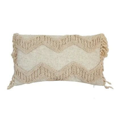 Boho style tufted cream cotton cushion cover for living room sofa