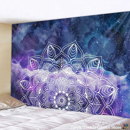 Boho sun moon mandala purple & blue galaxy wall hanging bedroom decor