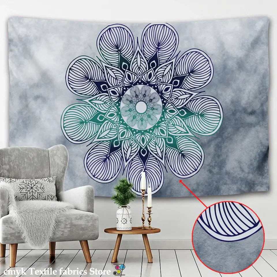 Boho sun moon mandala purple & blue galaxy wall hanging bedroom decor