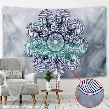 Boho sun moon mandala purple & blue galaxy wall hanging bedroom decor