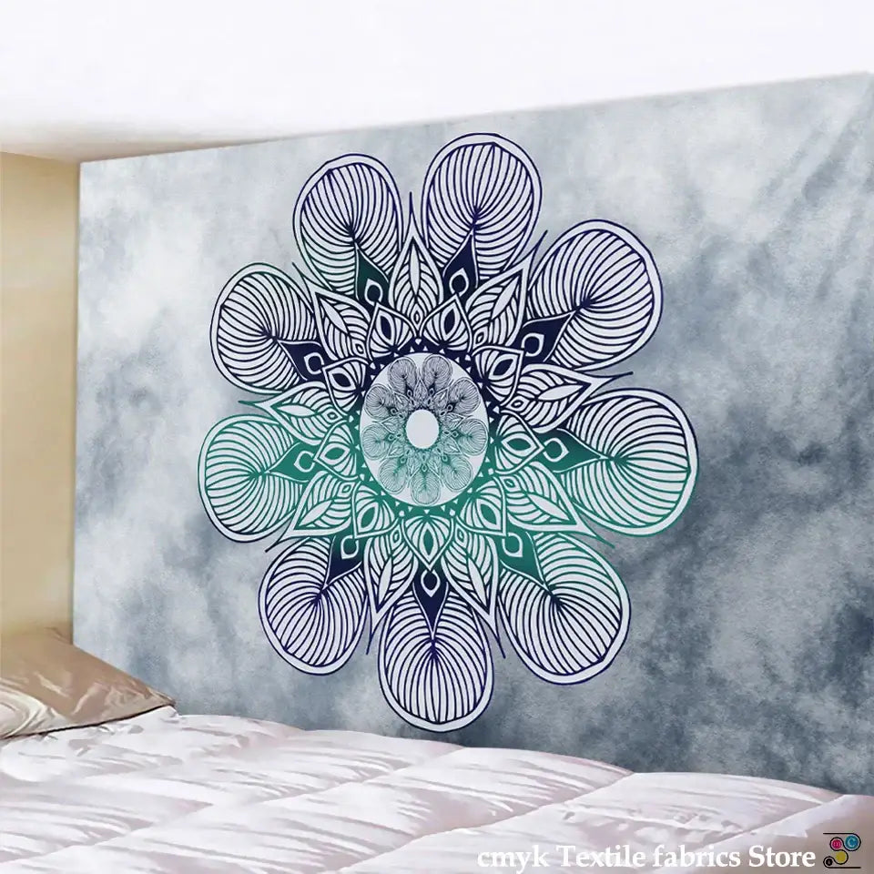Boho sun moon mandala purple & blue galaxy wall hanging bedroom decor