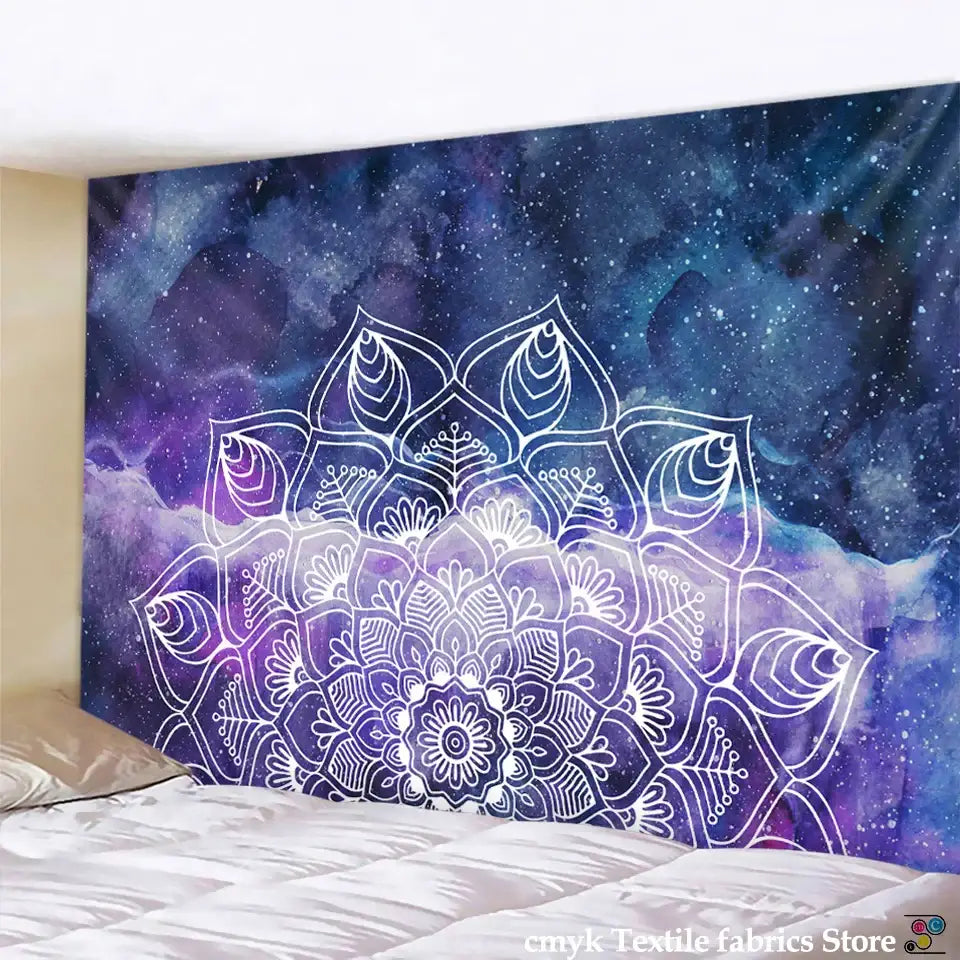 Boho sun moon mandala purple & blue galaxy wall hanging bedroom decor