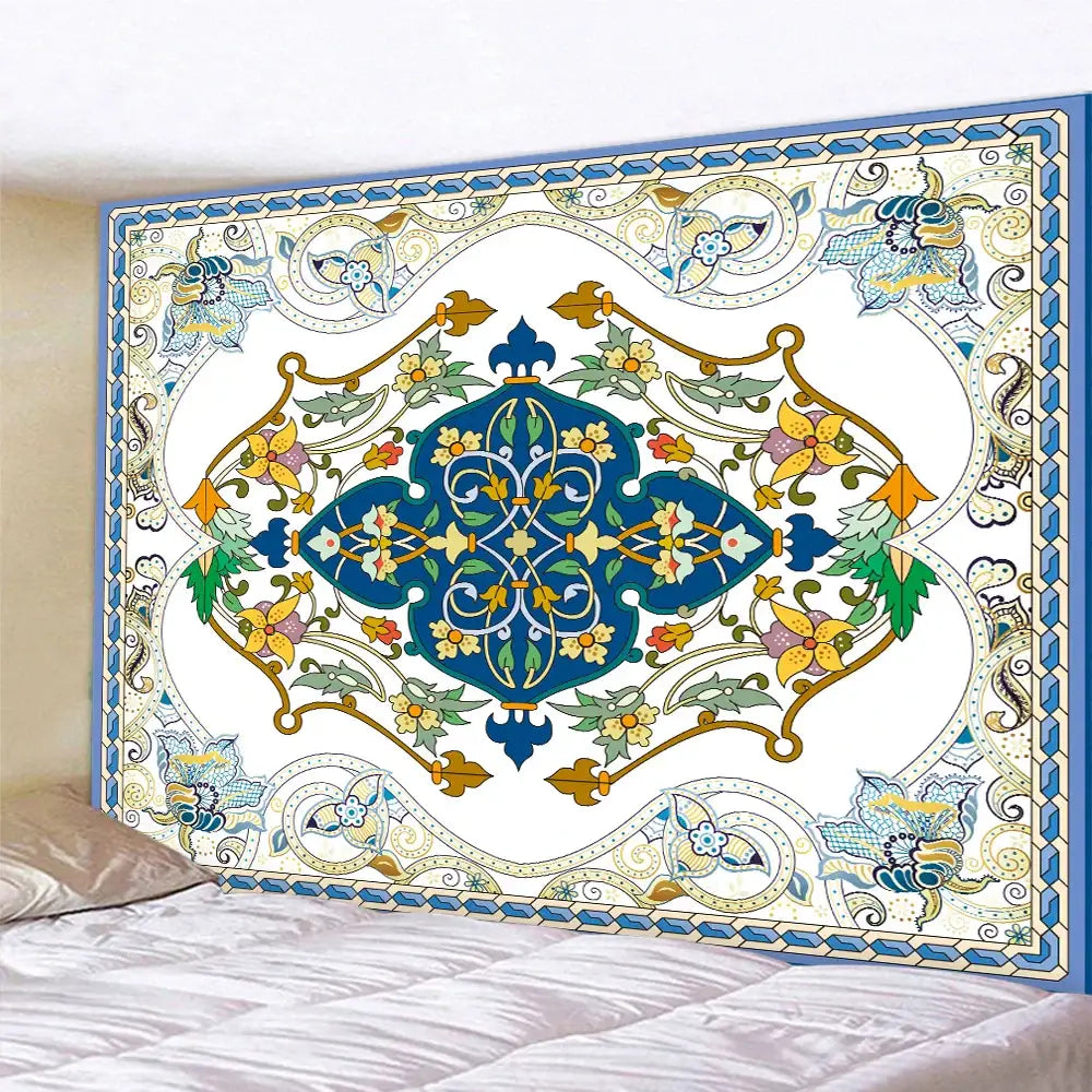 Boho tapestry set in red & gold traditional pattern for bedroom