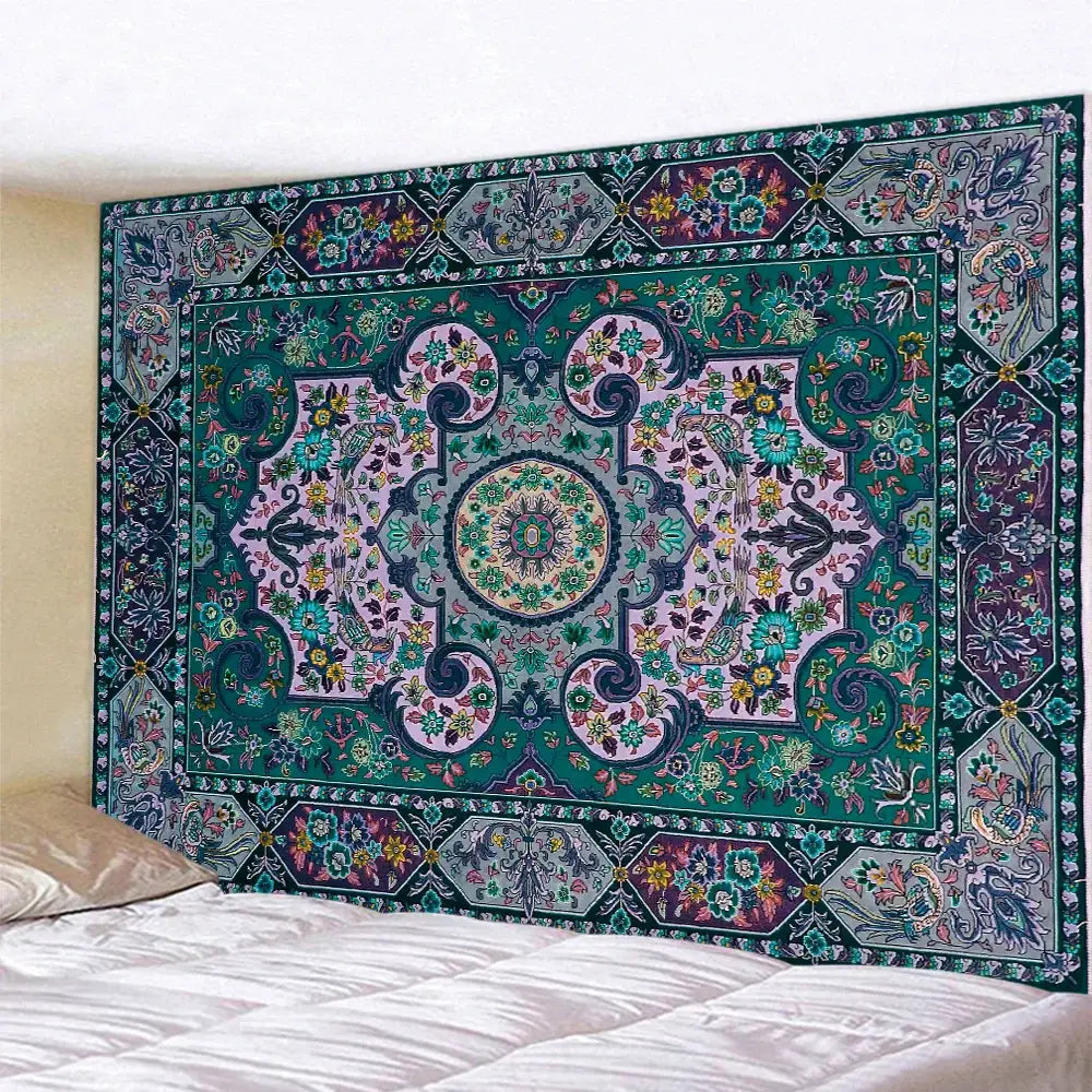 Boho tapestry set in red & gold traditional pattern for bedroom