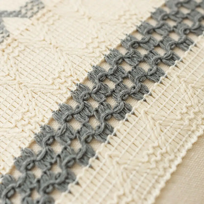 Boho tassel cushion cover beige & gray living room woven pillowcase