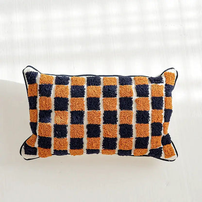 Boho tufted pillow cover navy & burnt orange living room decor