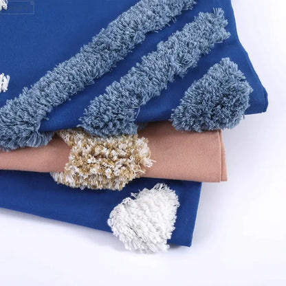 Boho tufted tassel blue & pink cushion cover living room decor