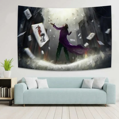 Boho white and red joker tapestry bedroom tarot wall art