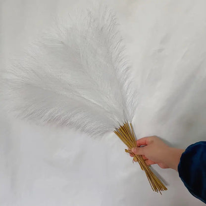 Boho white & beige fluffy pampas grass – living room decor