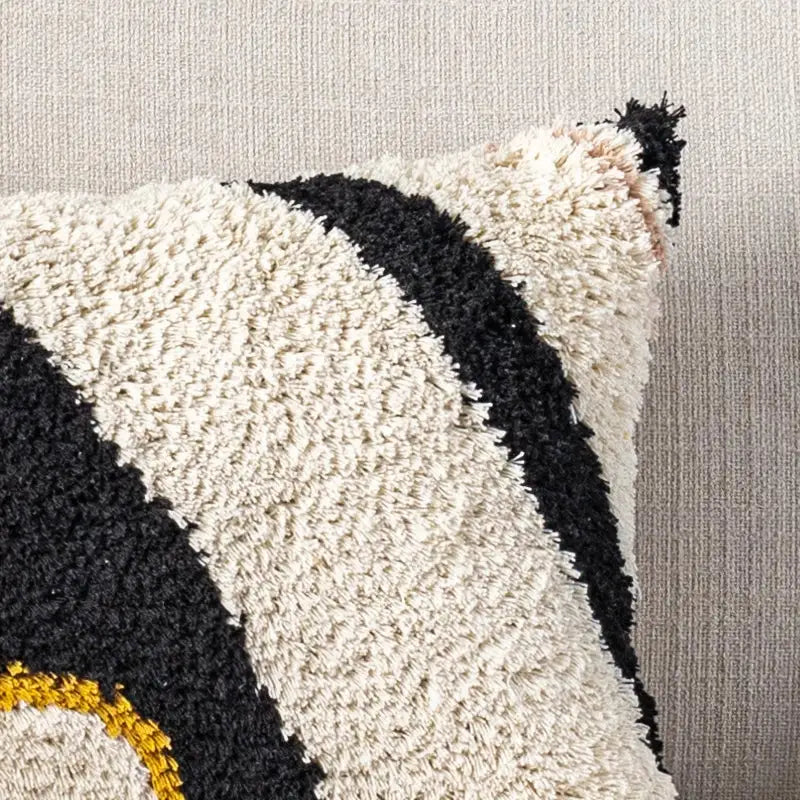 Boho white & black abstract eye pillow cover living room decor
