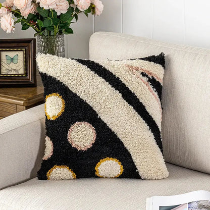 Boho white & black abstract eye pillow cover living room decor