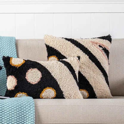Boho white & black abstract eye pillow cover living room decor