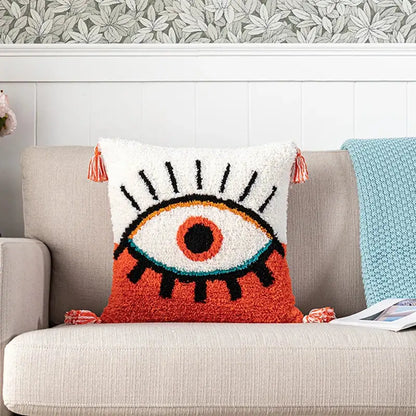 Boho white & black abstract eye pillow cover living room decor