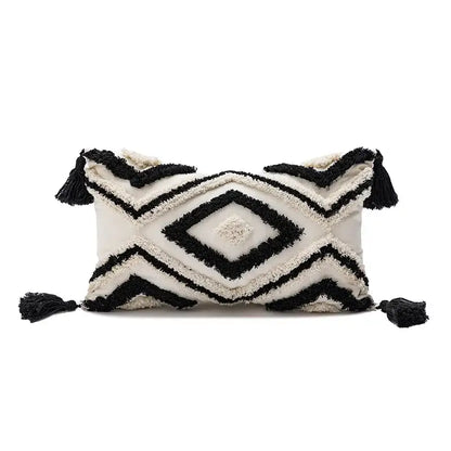 Boho white & gray tufted cushion cover living room throw pillow