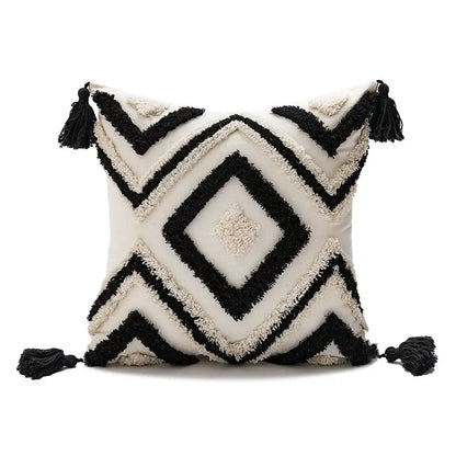 Boho white & gray tufted cushion cover living room throw pillow
