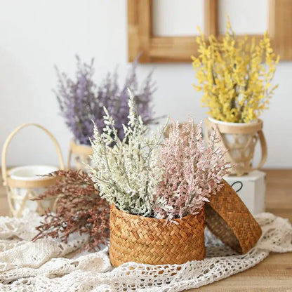 Boho wicker basket with pink & white forever dancing grass