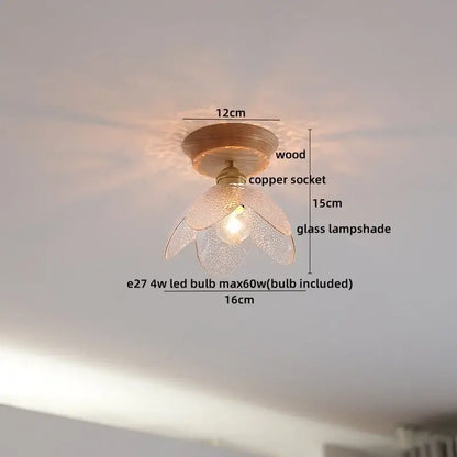 Boho woven rattan wood led ceiling light for bedroom decor