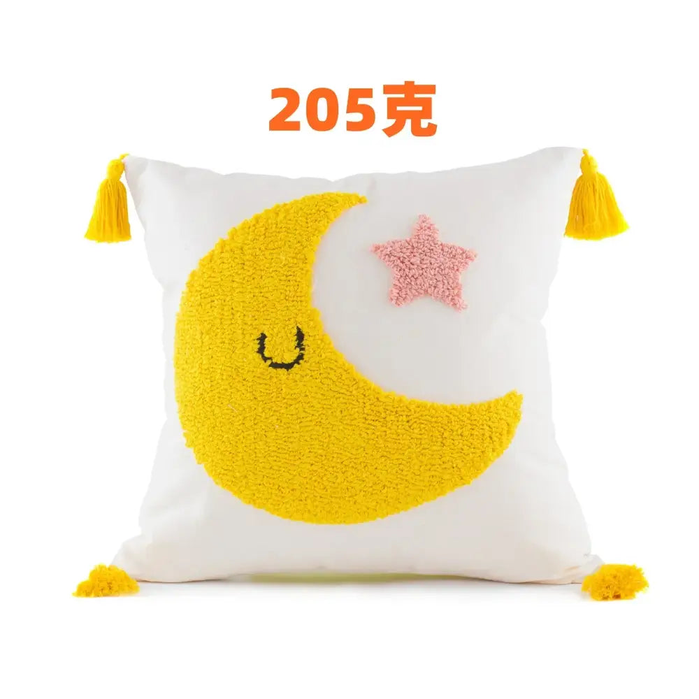 Boho yellow rainbow celestial cushion cover living room tassel pillow