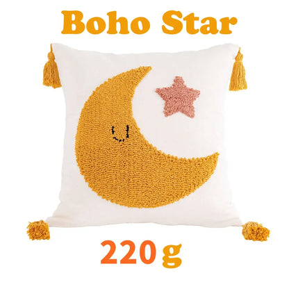 Boho yellow rainbow celestial cushion cover living room tassel pillow
