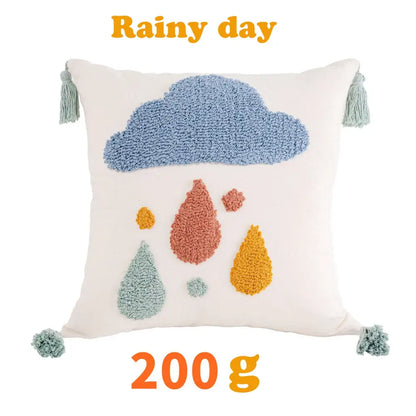 Boho yellow rainbow celestial cushion cover living room tassel pillow