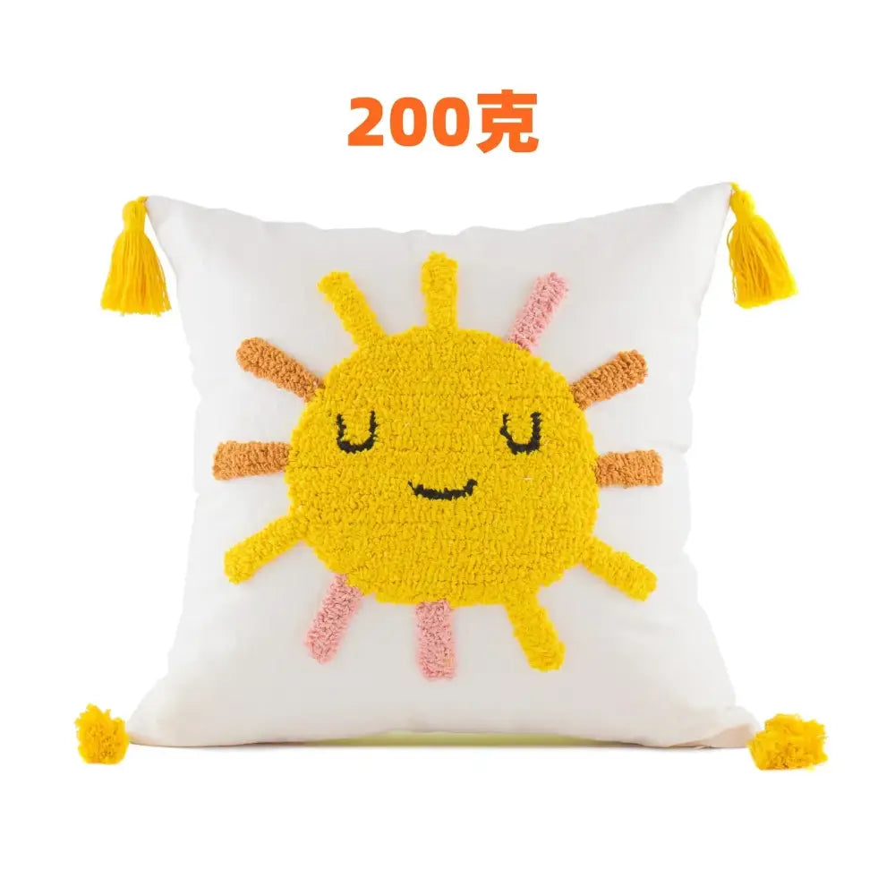 Boho yellow rainbow celestial cushion cover living room tassel pillow