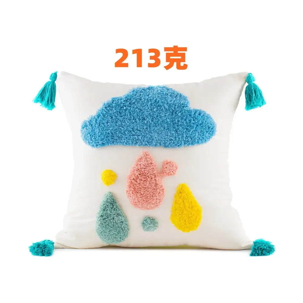 Boho yellow rainbow celestial cushion cover living room tassel pillow