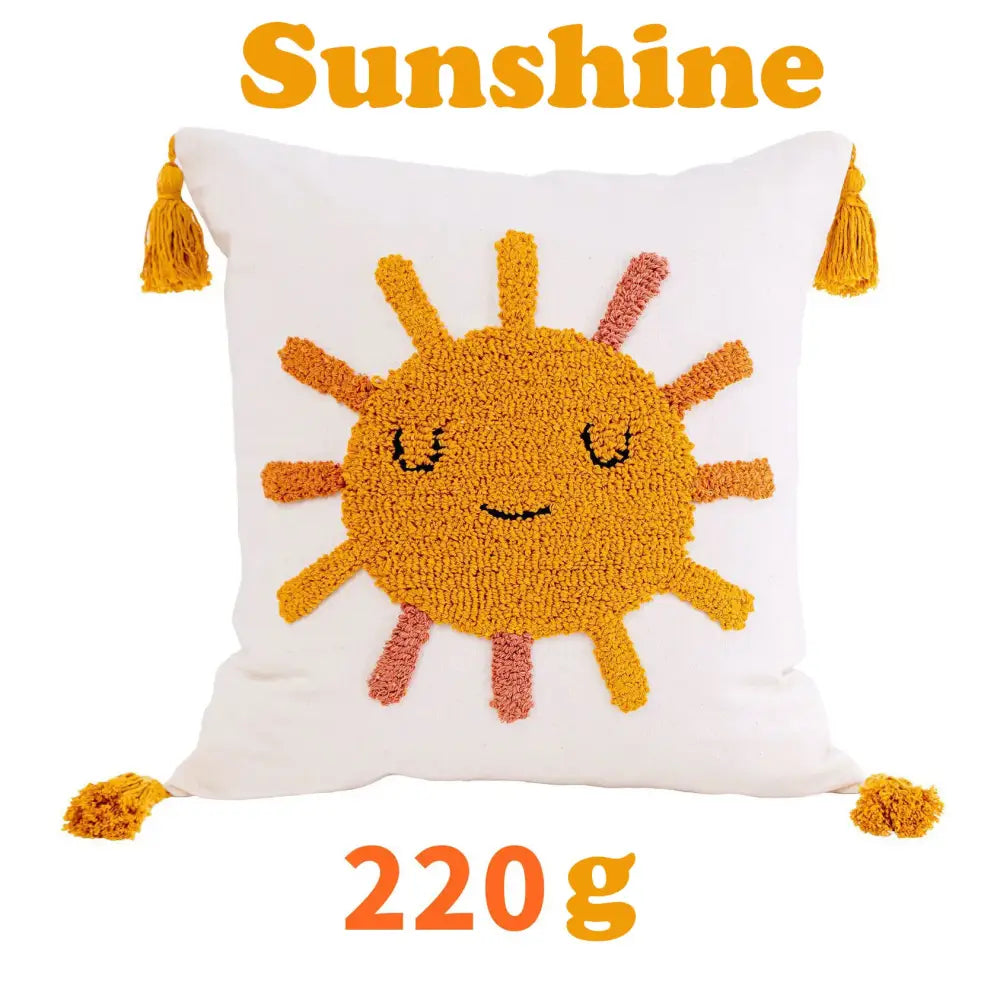 Boho yellow rainbow celestial cushion cover living room tassel pillow
