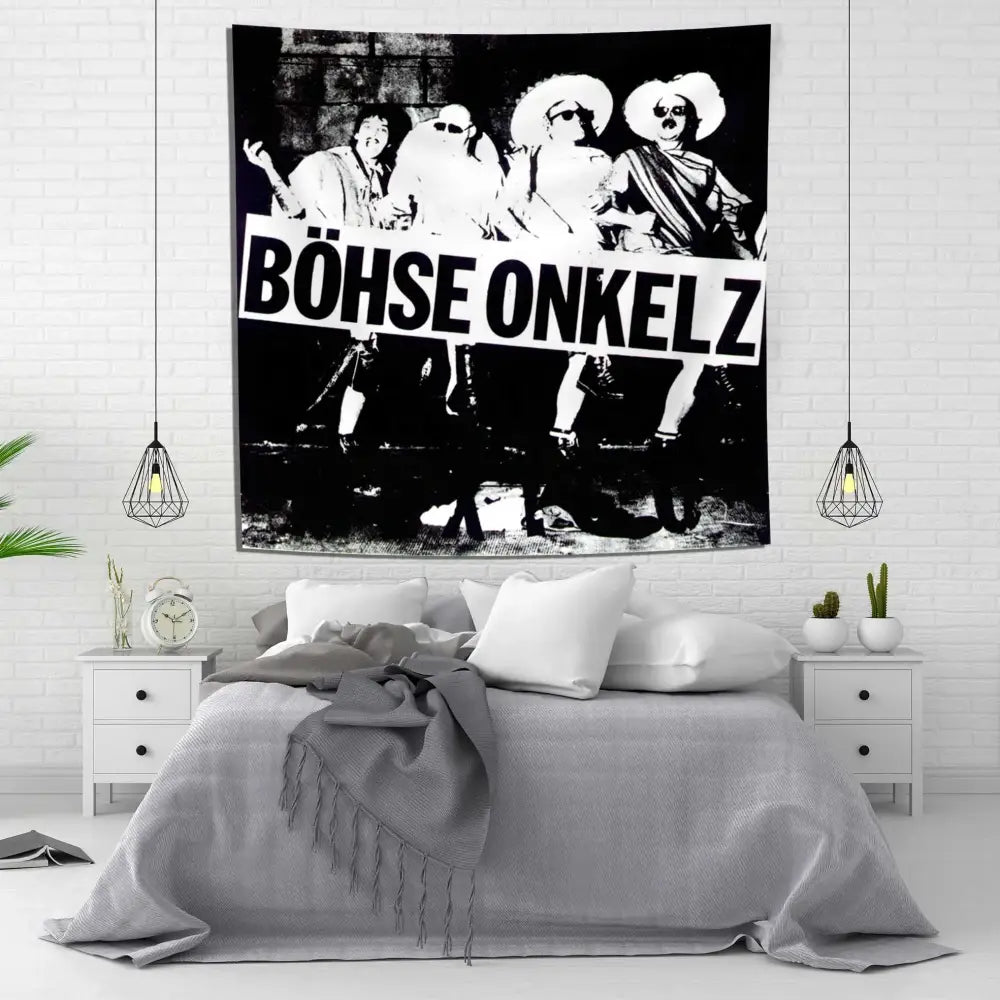 Bohse onkelzs black & white german rock tapestry flag bedroom decor