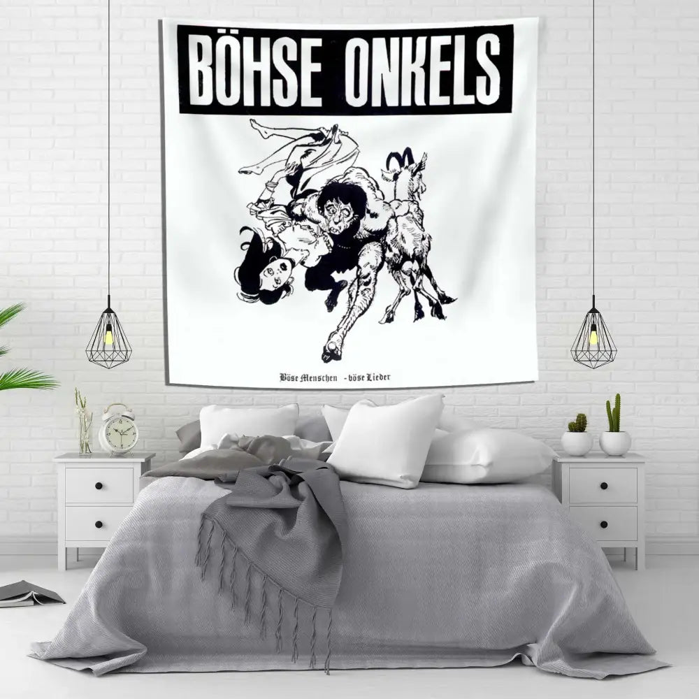 Bohse onkelzs black & white german rock tapestry flag bedroom decor