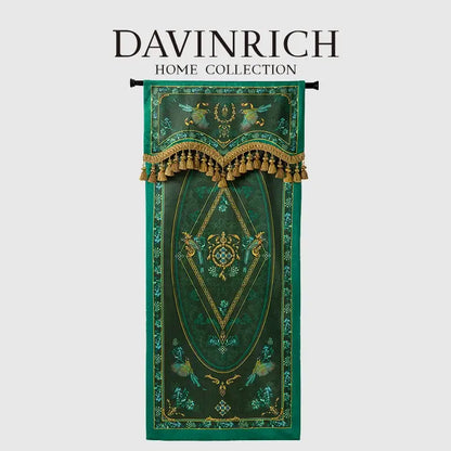 Botanic garden velvet blackout curtains emerald & gold bedroom valance