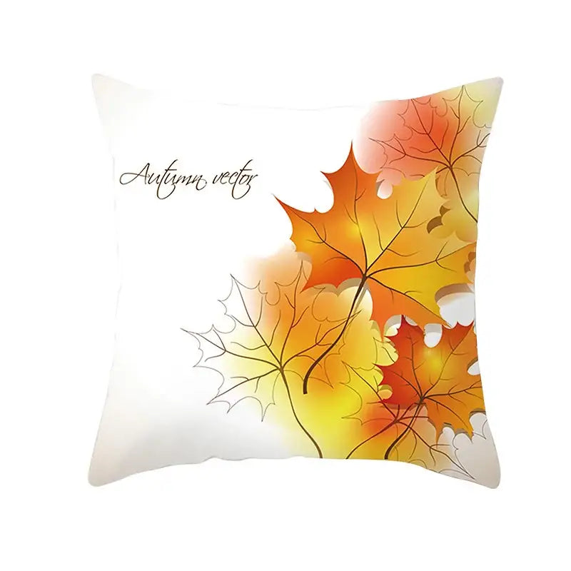 Botanical autumn maple leaves plush pillow case living room decor