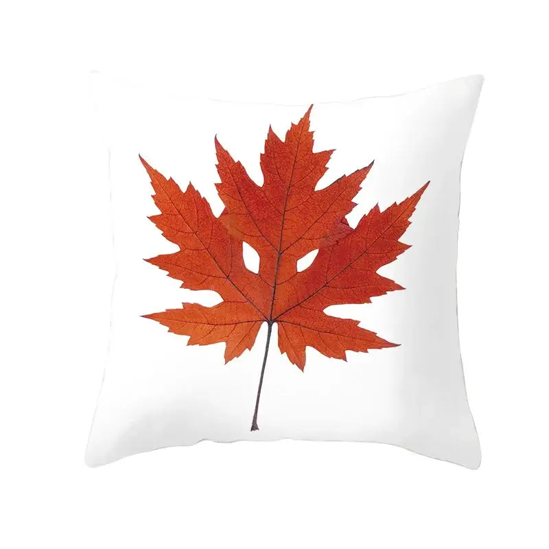 Botanical autumn maple leaves plush pillow case living room decor