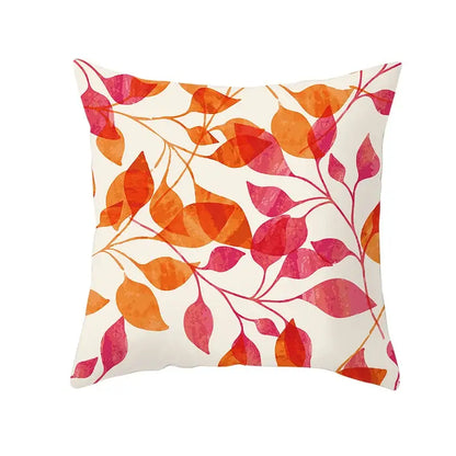 Botanical autumn maple leaves plush pillow case living room decor