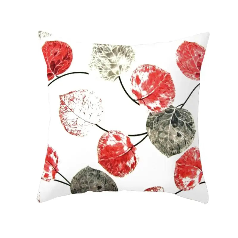 Botanical autumn maple leaves plush pillow case living room decor