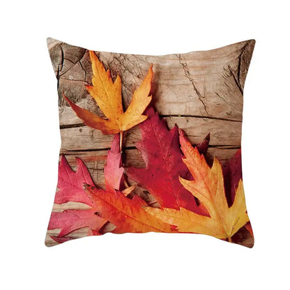 Botanical autumn maple leaves plush pillow case living room decor