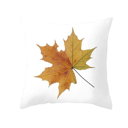 Botanical autumn maple leaves plush pillow case living room decor