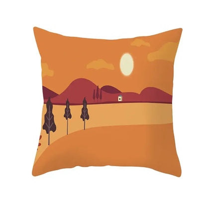 Botanical autumn maple leaves plush pillow case living room decor