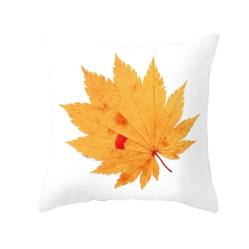 Botanical autumn maple leaves plush pillow case living room decor