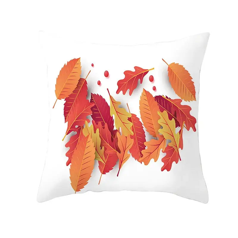 Botanical autumn maple leaves plush pillow case living room decor