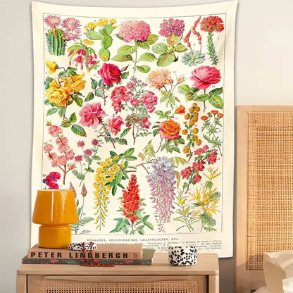 Botanical floral tapestry wall hanging – bedroom flower decor