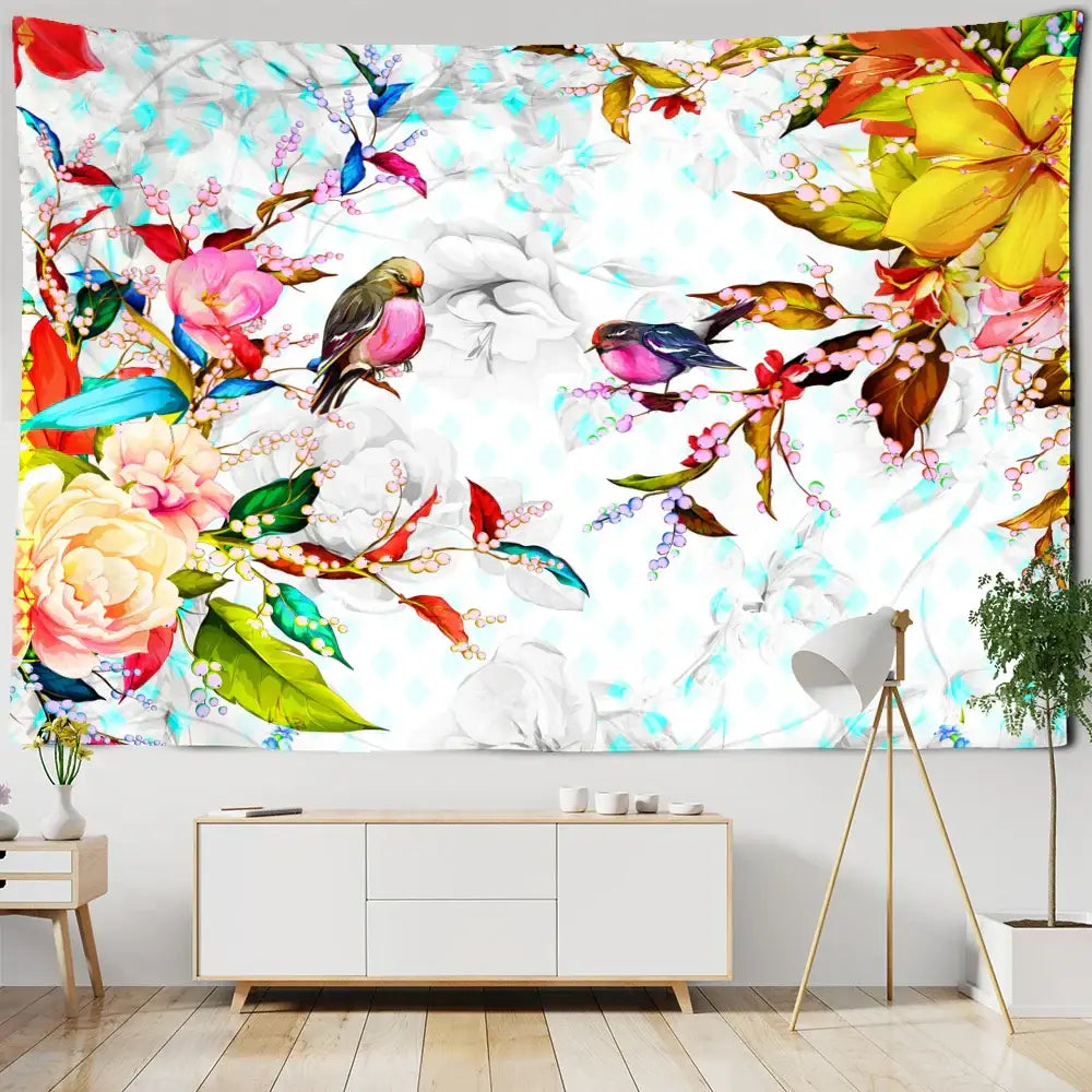 Botanical flying bird wall hanging for living room decor