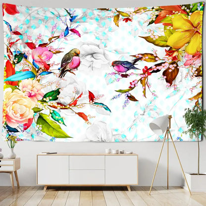 Botanical flying bird wall hanging for living room decor
